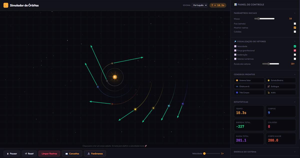 Sonda espacial realizando manobra de assistência gravitacional ao passar por um planeta gigante